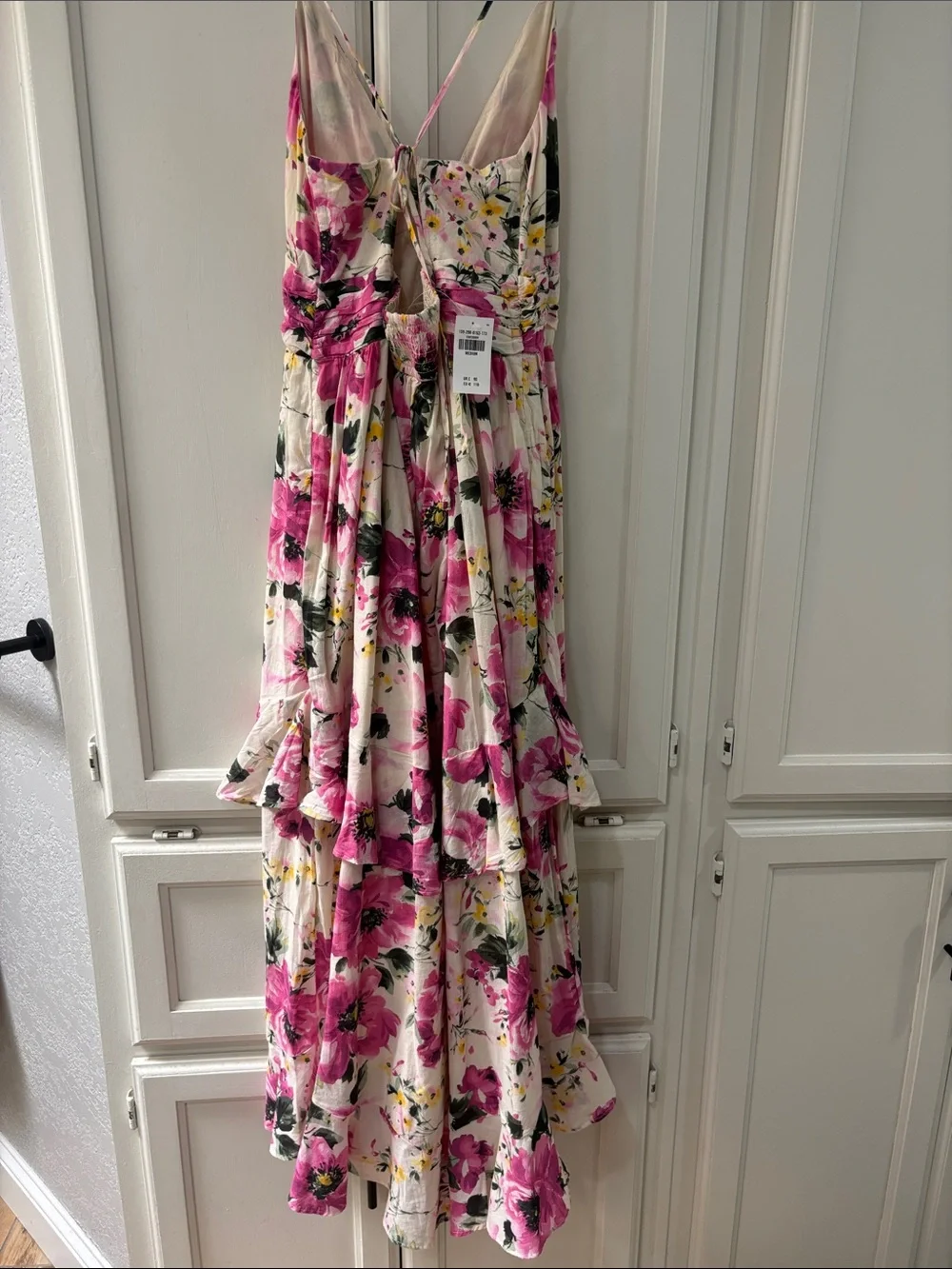 Abercrombie & Fitch White Maxi Dress with Pink Floral Print